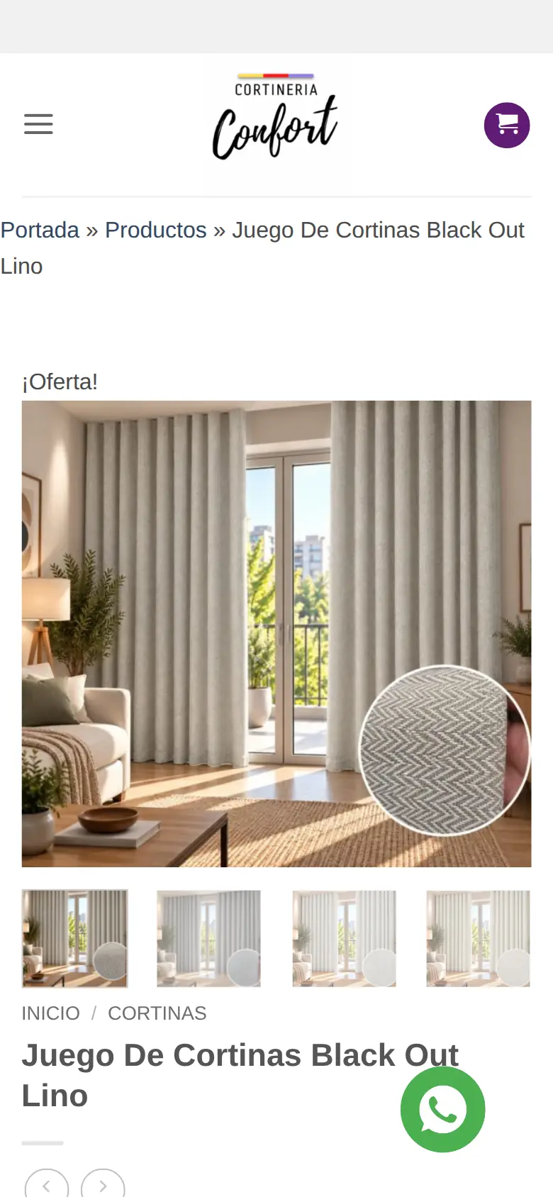 Tienda online de Cortinería Confort — producto movil