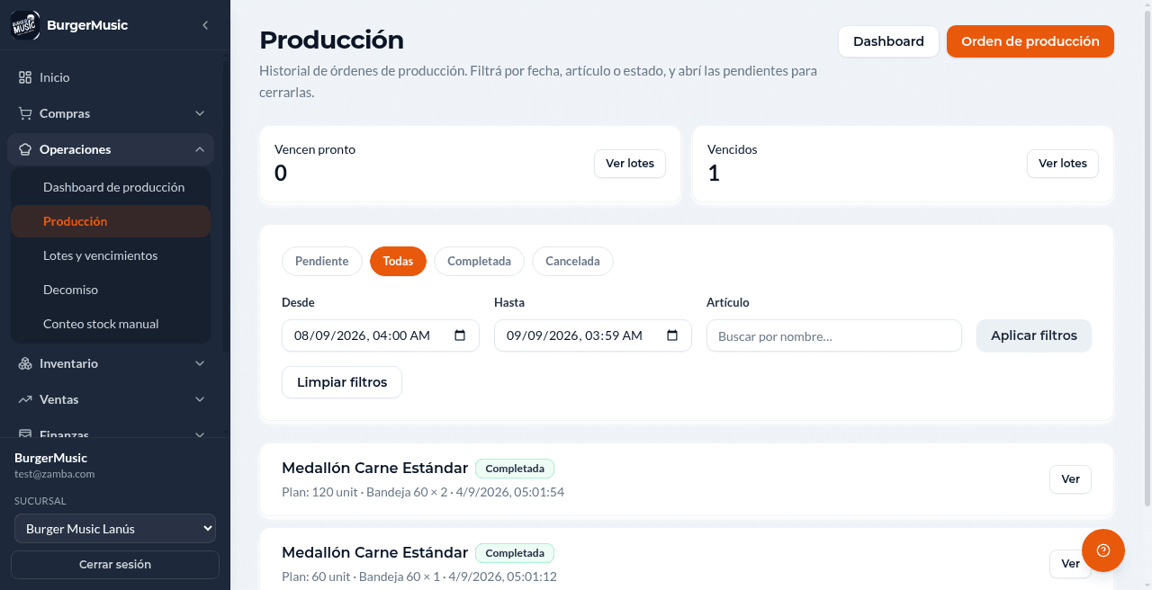 BurgerMusic — suite de gestión gastronómica — produccion lista