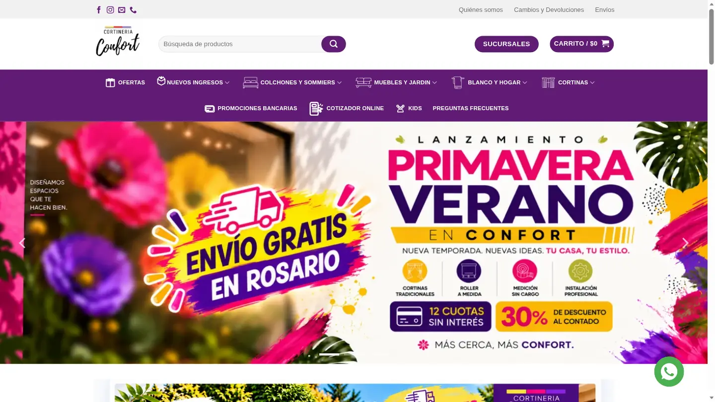Tienda online de Cortinería Confort